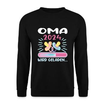 Oma 2024 werdende Oma 2024 Loading - Unisex Pullover - Schwarz - Vorne - Alina (178cm) & Michal (187cm)