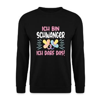 Mama 2024 werdende Mutter Schwangerschaft - Unisex Pullover - Schwarz - Vorne - Alina (178cm) & Michal (187cm)