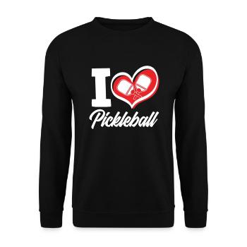 Lustiges Pickleball Geschenk - Unisex Pullover - Schwarz - Vorne - Alina (178cm) & Michal (187cm)