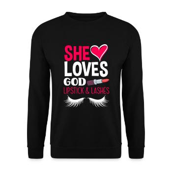 Lustiges Make Up Artist Maskenbildner Geschenk - Unisex Pullover - Schwarz - Vorne - Alina (178cm) & Michal (187cm)