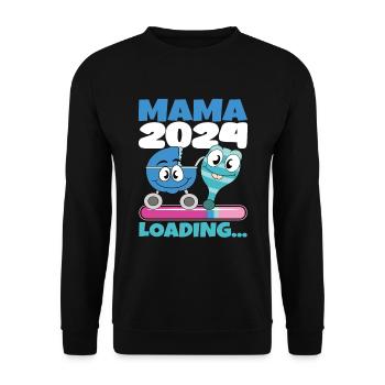 Maman 2024 Enceinte Maman Grossesse - Sweat-shirt Unisexe - noir - Devant - Alina (178cm) & Michal (187cm)