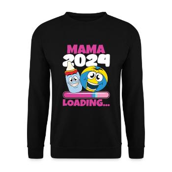 Maman 2024 Enceinte Maman Grossesse - Sweat-shirt Unisexe - noir - Devant - Alina (178cm) & Michal (187cm)