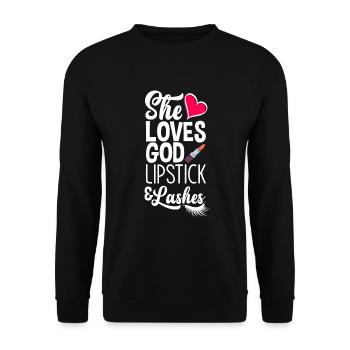 Lustiges Make Up Artist Maskenbildner Geschenk - Unisex Pullover - Schwarz - Vorne - Alina (178cm) & Michal (187cm)
