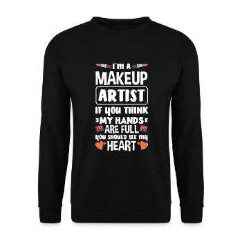 Lustiges Make Up Artist Maskenbildner Geschenk - Unisex Pullover - Schwarz - Vorne - Alina (178cm) & Michal (187cm)