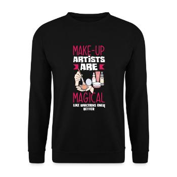 Lustiges Make Up Artist Maskenbildner Geschenk - Unisex Pullover - Schwarz - Vorne - Alina (178cm) & Michal (187cm)