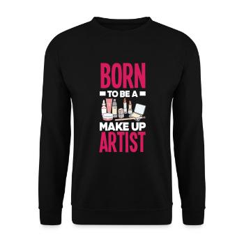 Lustiges Make Up Artist Maskenbildner Geschenk - Unisex Pullover - Schwarz - Vorne - Alina (178cm) & Michal (187cm)