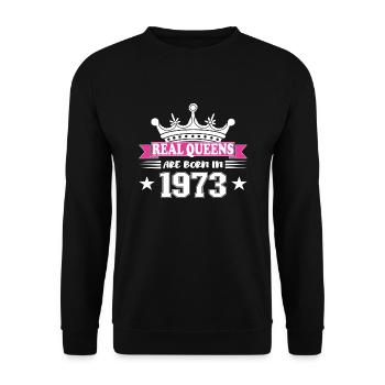 51 Jahre alt Geburtstag 1973 Geburtstag - Unisex Pullover - Schwarz - Vorne - Alina (178cm) & Michal (187cm)