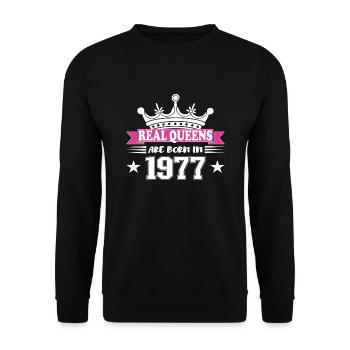 47 ans Anniversaire 1977 Anniversaire - Sweat-shirt Unisexe - noir - Devant - Alina (178cm) & Michal (187cm)
