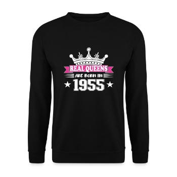 69 Year Old Birthday 1955 Birthday - Unisex Sweatshirt - black - Front - Alina (178cm) & Michal (187cm)