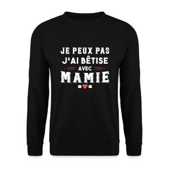 I can't I silly with granny humor gift - Unisex Sweatshirt - black - Front - Alina (178cm) & Michal (187cm)