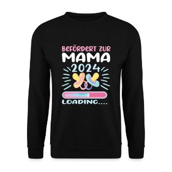 Mama 2024 werdende Mutter Schwangerschaft - Unisex Pullover - Schwarz - Vorne - Alina (178cm) & Michal (187cm)