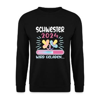 Schwester werden Schwester 2024 - Unisex Pullover - Schwarz - Vorne - Alina (178cm) & Michal (187cm)