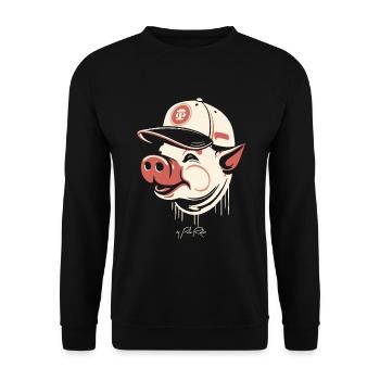 Cochon de Baseball rétro Vintage - Sweat-shirt Unisexe - noir - Devant - Alina (178cm) & Michal (187cm)