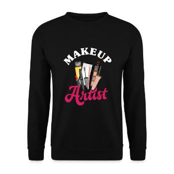 Lustiges Make Up Artist Maskenbildner Geschenk - Unisex Pullover - Schwarz - Vorne - Alina (178cm) & Michal (187cm)