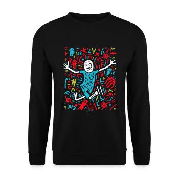 Abondance de dessins animés Pop Art - Sweat-shirt Unisexe - noir - Devant - Alina (178cm) & Michal (187cm)