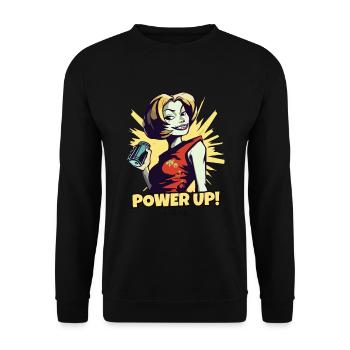 The Power-Up Energy Drink Girl - Unisex Sweatshirt - black - Front - Alina (178cm) & Michal (187cm)