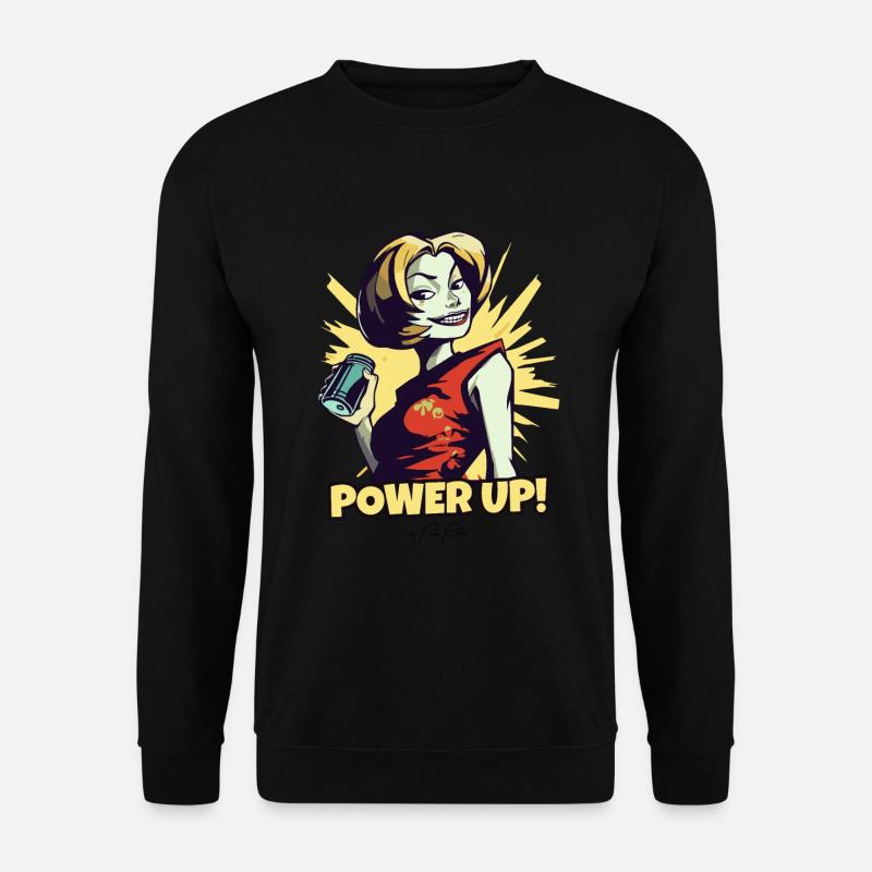 Das Power-Up-Energy-Drink-Mädchen - Unisex Pullover - Schwarz
