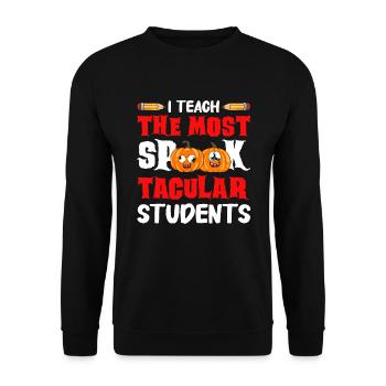 Lustige Lehrer Halloween Geschenke - Unisex Pullover - Schwarz - Vorne - Alina (178cm) & Michal (187cm)