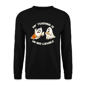 Lustige Lehrer Halloween Geschenke - Unisex Pullover - Schwarz - Vorne - Alina (178cm) & Michal (187cm)