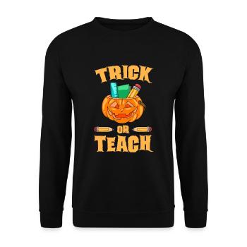 Funny Teacher Halloween Gifts - Unisex Sweatshirt - black - Front - Alina (178cm) & Michal (187cm)