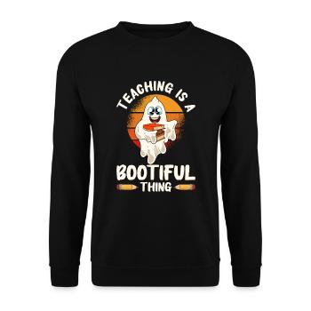 Funny Teacher Halloween Gifts - Unisex Sweatshirt - black - Front - Alina (178cm) & Michal (187cm)