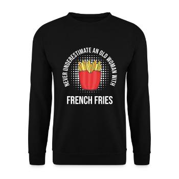 Frites drôles Frites drôles - Sweat-shirt Unisexe - noir - Devant - Alina (178cm) & Michal (187cm)