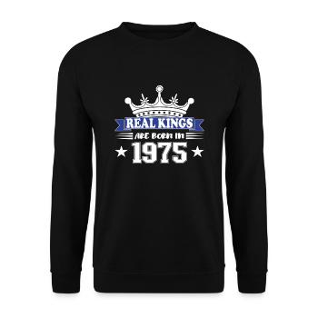Cadeau d’anniversaire 1975 Vintage 1975 - Sweat-shirt Unisexe - noir - Devant - Alina (178cm) & Michal (187cm)