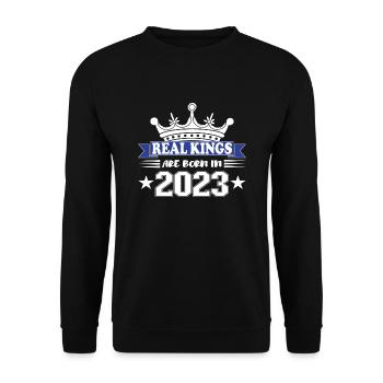 Cadeau d’anniversaire 2023 Millésime 2023 - Sweat-shirt Unisexe - noir - Devant - Alina (178cm) & Michal (187cm)