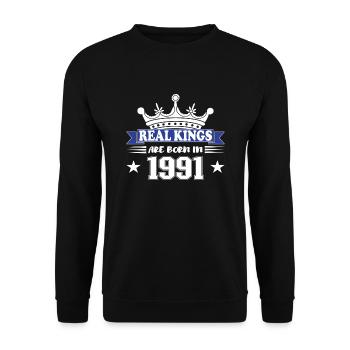 Cadeau d’anniversaire 1991 Cru 1991 - Sweat-shirt Unisexe - noir - Devant - Alina (178cm) & Michal (187cm)