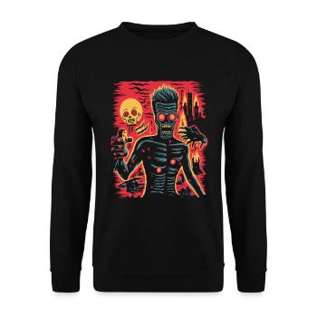 Böser Horror ist in der Stadt angekommen - Unisex Pullover - Schwarz - Vorne - Alina (178cm) & Michal (187cm)