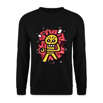 Cartoon-Pop-Skelett, in deiner Hand - Unisex Pullover - Schwarz - Vorne - Alina (178cm) & Michal (187cm)