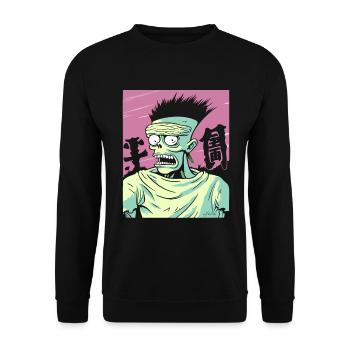 Cartoon: Strong Japanese Anime Fans and Buddies - Unisex Sweatshirt - black - Front - Alina (178cm) & Michal (187cm)