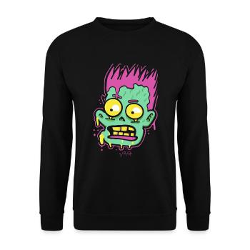 Cartoon Pop Art: So creepy, a zombie - Unisex Sweatshirt - black - Front - Alina (178cm) & Michal (187cm)