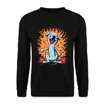 Dessin animé Pop Art Flower Dog - Sweat-shirt Unisexe - noir - Devant - Alina (178cm) & Michal (187cm)