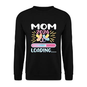 Maman 2024 Enceinte Maman Grossesse - Sweat-shirt Unisexe - noir - Devant - Alina (178cm) & Michal (187cm)
