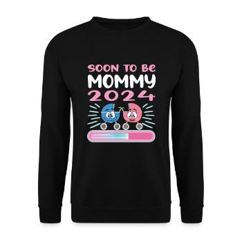 Maman 2024 Enceinte Maman Grossesse - Sweat-shirt Unisexe - noir - Devant - Alina (178cm) & Michal (187cm)