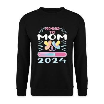 Maman 2024 Enceinte Maman Grossesse - Sweat-shirt Unisexe - noir - Devant - Alina (178cm) & Michal (187cm)