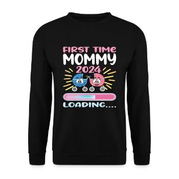 Maman 2024 Enceinte Maman Grossesse - Sweat-shirt Unisexe - noir - Devant - Alina (178cm) & Michal (187cm)