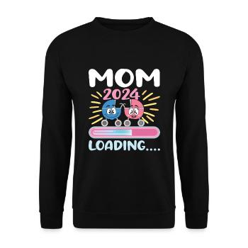 Maman 2024 Enceinte Maman Grossesse - Sweat-shirt Unisexe - noir - Devant - Alina (178cm) & Michal (187cm)