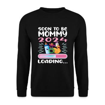 Maman 2024 Enceinte Maman Grossesse - Sweat-shirt Unisexe - noir - Devant - Alina (178cm) & Michal (187cm)