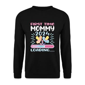 Maman 2024 Enceinte Maman Grossesse - Sweat-shirt Unisexe - noir - Devant - Alina (178cm) & Michal (187cm)