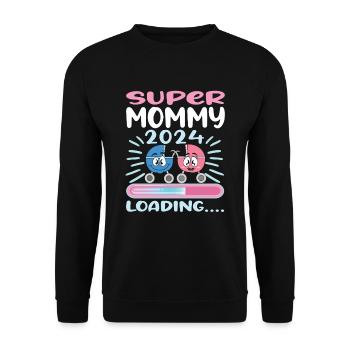 Maman 2024 Enceinte Maman Grossesse - Sweat-shirt Unisexe - noir - Devant - Alina (178cm) & Michal (187cm)