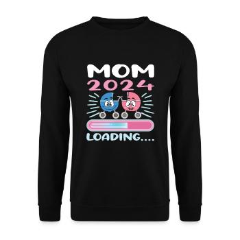 Maman 2024 Enceinte Maman Grossesse - Sweat-shirt Unisexe - noir - Devant - Alina (178cm) & Michal (187cm)