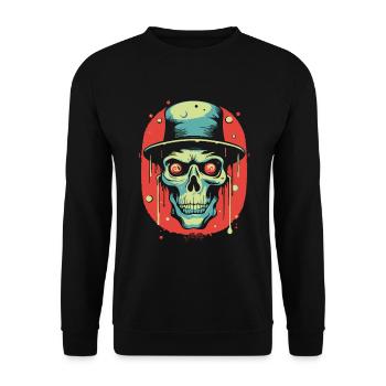 He lives in his holy temple, skull - Unisex Sweatshirt - black - Front - Alina (178cm) & Michal (187cm)