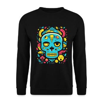 Pop Cartoon, Tier Totenkopf - Unisex Pullover - Schwarz - Vorne - Alina (178cm) & Michal (187cm)
