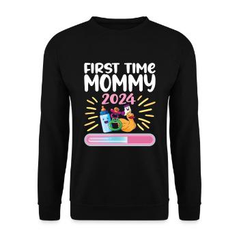 Maman 2024 Enceinte Maman Grossesse - Sweat-shirt Unisexe - noir - Devant - Alina (178cm) & Michal (187cm)