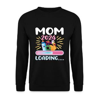 Maman 2024 Enceinte Maman Grossesse - Sweat-shirt Unisexe - noir - Devant - Alina (178cm) & Michal (187cm)
