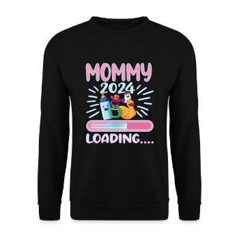 Maman 2024 Enceinte Maman Grossesse - Sweat-shirt Unisexe - noir - Devant - Alina (178cm) & Michal (187cm)