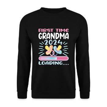Oma 2024 werdende Oma 2024 Loading - Unisex Pullover - Schwarz - Vorne - Alina (178cm) & Michal (187cm)