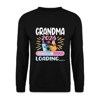 Oma 2024 werdende Oma 2024 Loading - Unisex Pullover - Schwarz - Vorne - Alina (178cm) & Michal (187cm)